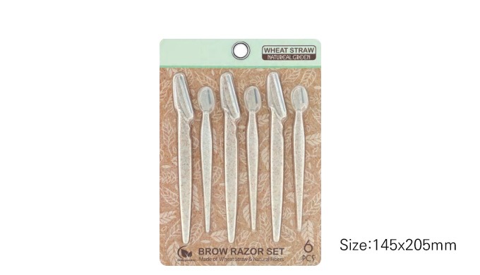 Eco-friendly brow razor and pedicure set made from wheat straw and natural fibers. Suitable for hygi...