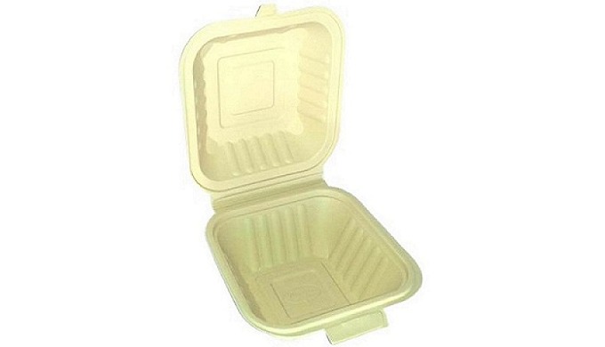 Corn Starch Burger Box are best solution for Plastic Burger box. Microwave & refridgerator safe....