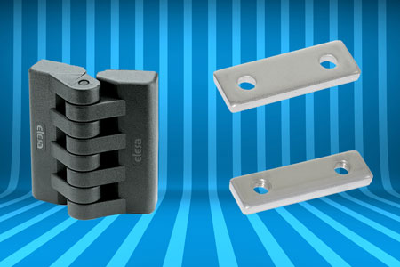 Plastic hinges and mounting adjustment devices