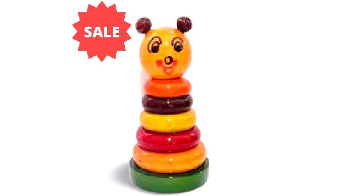 Toys for counting. Item code: AMM736. Handmade wooden toy ring cat. Height: 5.5 Inch, Width: 2.5 Inc...