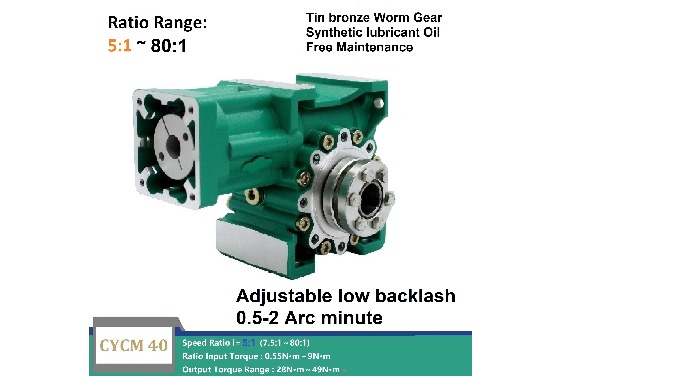 CHENYUE Adjustable Backlash High Precision 0.5-2 Arcminute Worm Gearbox CYCM40 Free Maintenance Output Way: C1/C2