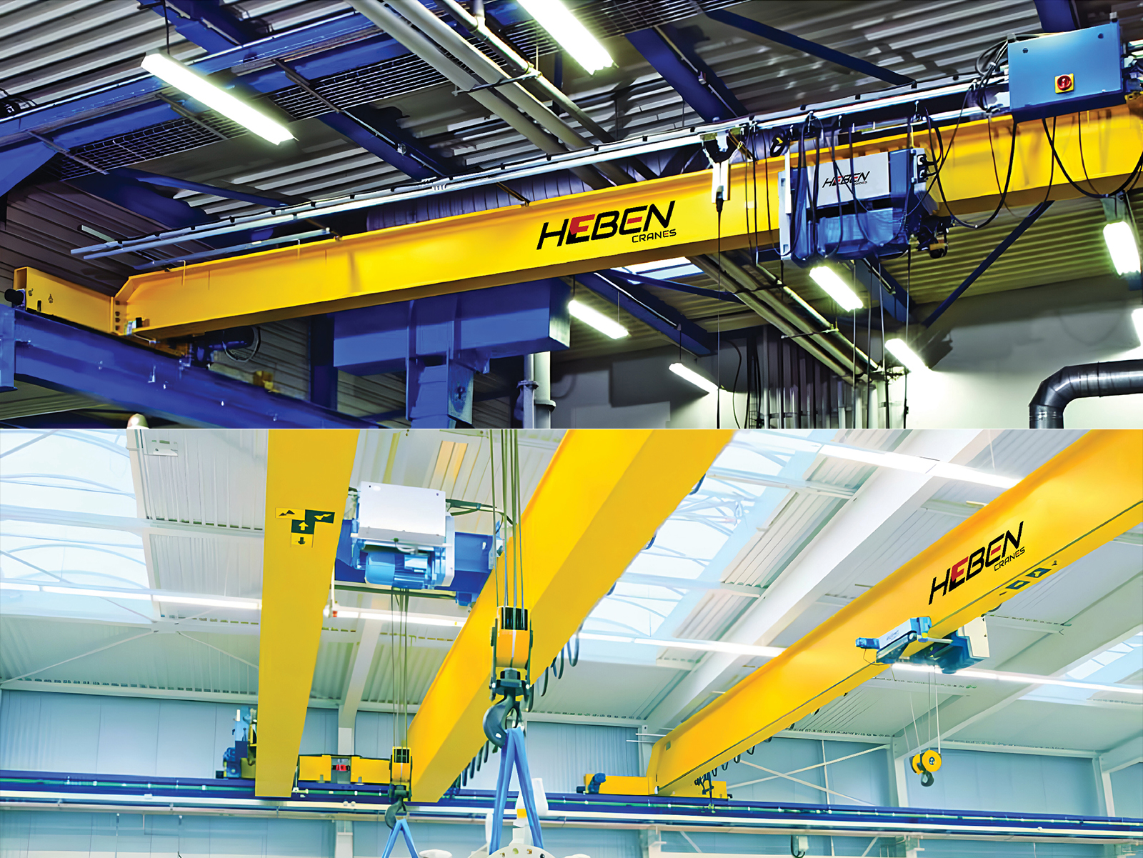 Heben underslung cranes travel below a suitable supporting structure and can provide overhead liftin...
