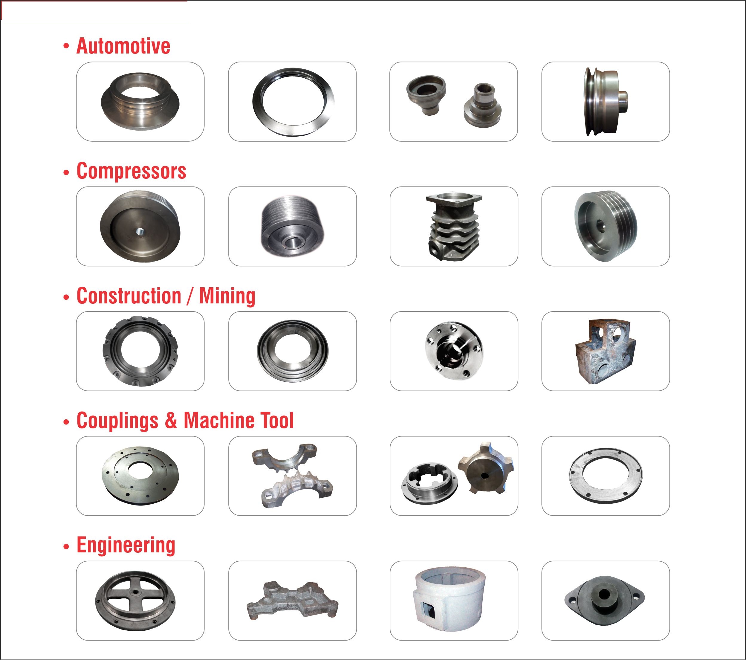 We manufacture Castings as per customers requirement with Machining Facility
