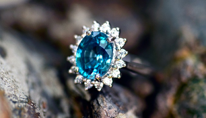Blue Zircon ring for engagement or anniversary. Centerstone is top quality blue zircon from Thailand...