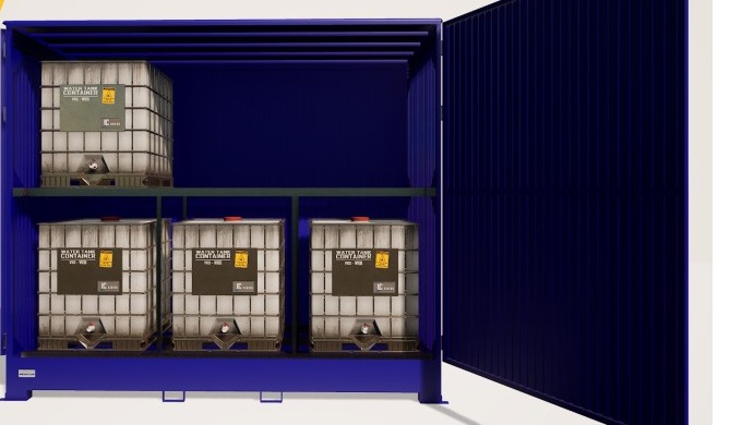 Contenedor modular en acero galvanizado para 6 GRG acabado pintado azul. Marcado CE según norma EN 1...