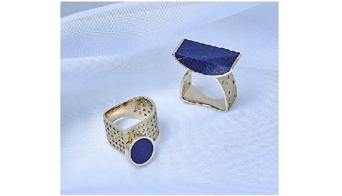 18K White Gold Lapis Lazuli, Diamonds Rings