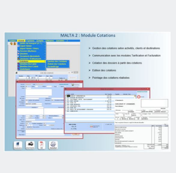 Logiciel MALTA 2&nbsp;: module cotations