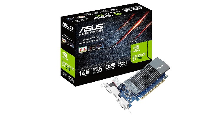 Asus GT 710 2GB Card Features Silent passive cooling means true 0dB – perfect for quiet home theater...