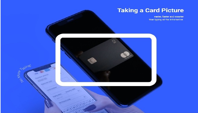 MI Bank Card reads card number, expiration date and card holder’s name of the embossed and printed b...