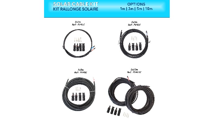 KIT - Rallonge de câble solaire 2 rallonges (à sertir) 🛠️ Installation Flexible : Ce kit de rallong...