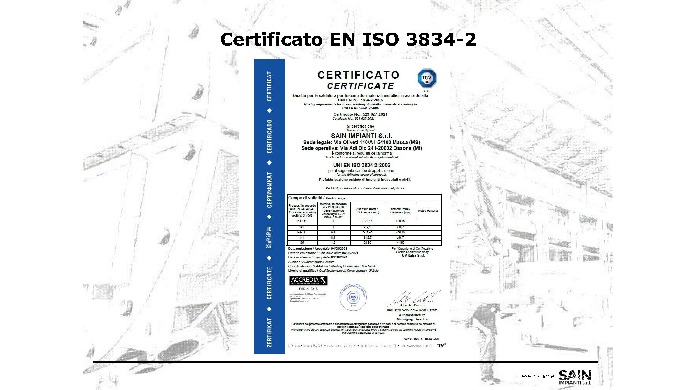 Certificato EN ISO 3834-2