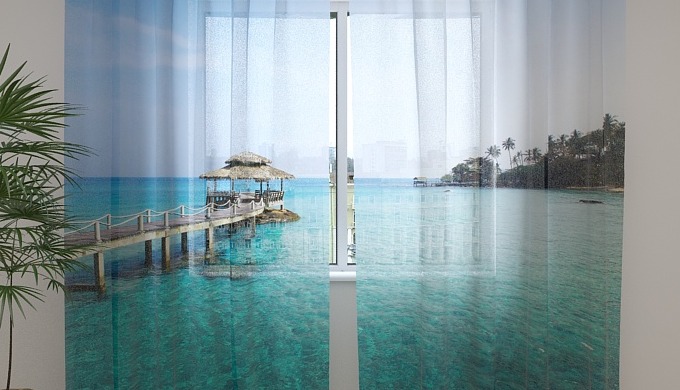 Verleihen Sie Ihren Fenstern mit maßgeschneiderten Fotogardinen von Luxus Fototextilien 3D einen ein...