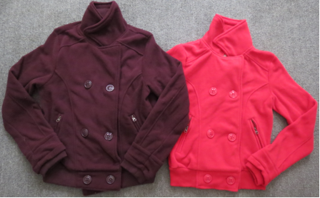 Hollyland brand stock on sales, 10,944pcs Ladies double breasted polar fleece jacket TC1-695, 3 colo...