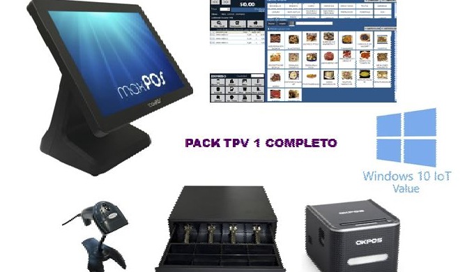 TPV Pack 1 completo para comercio con SOFTWARE DE REGALO ¿Necesitas un pack TPV de inicio de comerci...