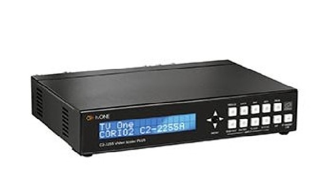 Escalador selector de señal, con paso x fundido. Entrada 1VGA, 1DVI-I, 1VC, 1HD-SDI. Salida 1 DVI-I,...