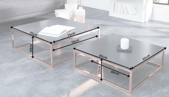 Table basse design Pamela cuivre et anthracite