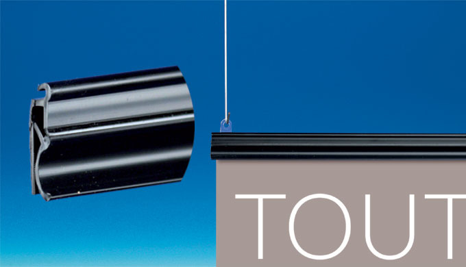 Profil porte-affiches PVC clippant pour suspension d'affiches.
