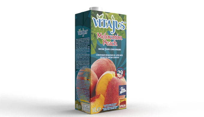 Vitajus Nectar de Melocotón Néctar a partir de concentrado (50%). Brick 1L.