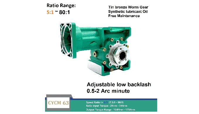 CHENYUE Adjustable Backlash High Precision 0.5-2 Arcminute Worm Gearbox CYCM63 Free Maintenance Output Way: AB