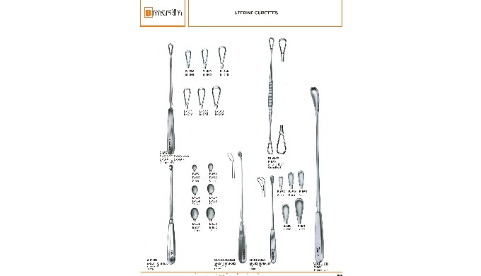 Range of Uterine Curettes single ends and double ends