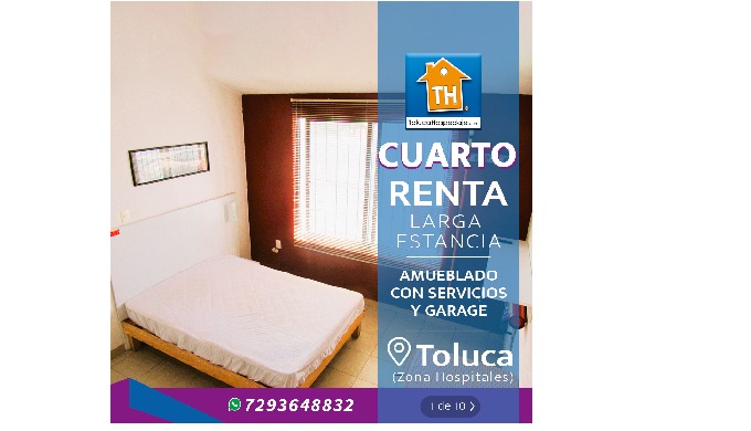 Renta Habitación Unipersonal en Toluca (zona Hospitales)/ Sólo LARGA ESTANCIA (mínimo 6 meses) / Amu...