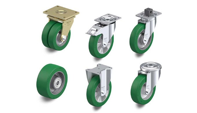 Wheels and castors with cast Blickle Softhane® polyurethane tread