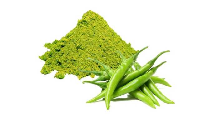 Green chili powder is the result of drying fresh-picked green chili peppers, removing the stems, and...