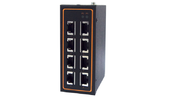Industrial 8-Port Unmanaged Fast-Ethernet Switch with Profinet Connectors, DIN-rail mount, Metal hou...