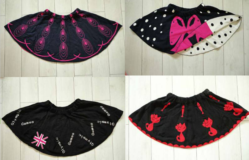 Readymade garment stock: 12,000pcs Girls 100%cotton double-layer knited skirts TC3-375, 12colors, M,...