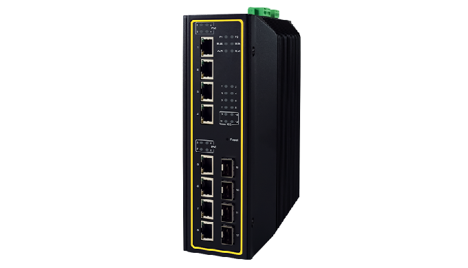 12-Port High-Bandwidth Industrial Managed Layer-3 Gigabit PoE Switch Designed to be adaptive, with u...