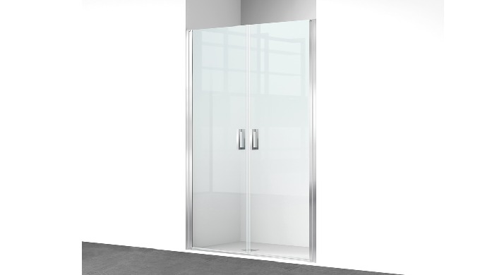 A20 contemporary pivot shower enclosure with 6mm tempered safety glass (EN 12150). Clean angular des...