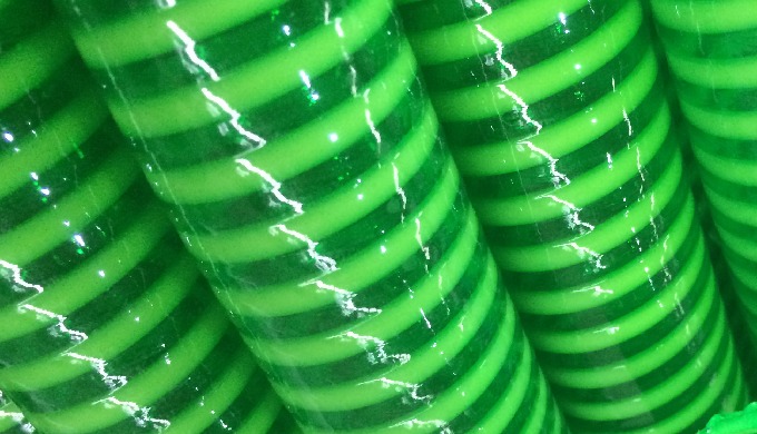 Tube: PVC compound. Reinforcement: Rigid plastic spiral. Color: Green, blue, yellow, orange or custo...