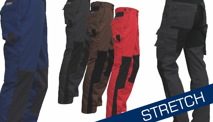 moderne, taillierte Arbeitshose mit 4-Weg-Stretch-Einsätzen im Gesäss und den Knien, funktionelle Ta...