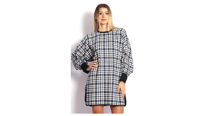 Gövde %80 Pamuk %20 Polyester Ekose Kumaştan Kol Ve Yaka Biyeleri Dokuma Kumaştan Tunik Elbise Yaras...