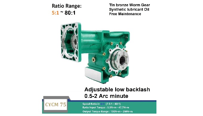 CHENYUE Adjustable Backlash High Precision 0.5-2 Arcminute Worm Gearbox CYCM75 Free Maintenance Output Way: 2C