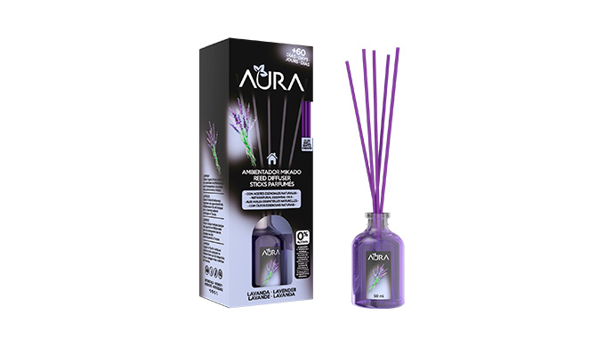 Ambientador mikado con frasca cilíndrica de cristal y un diseño clásico y atemporal. Decora y ambien...