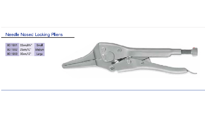 LOCKING PLIERS NEEDLE NOSED LOCKING PLIERS SIZE:-SMALL 22 CM, 8.5