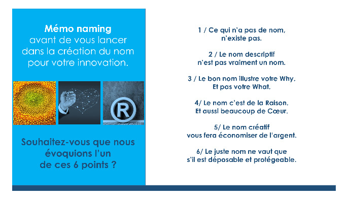 Avant de vous lancer dans la recherche du nom pour votre dernière innovation. Avant de réunir 10 per...