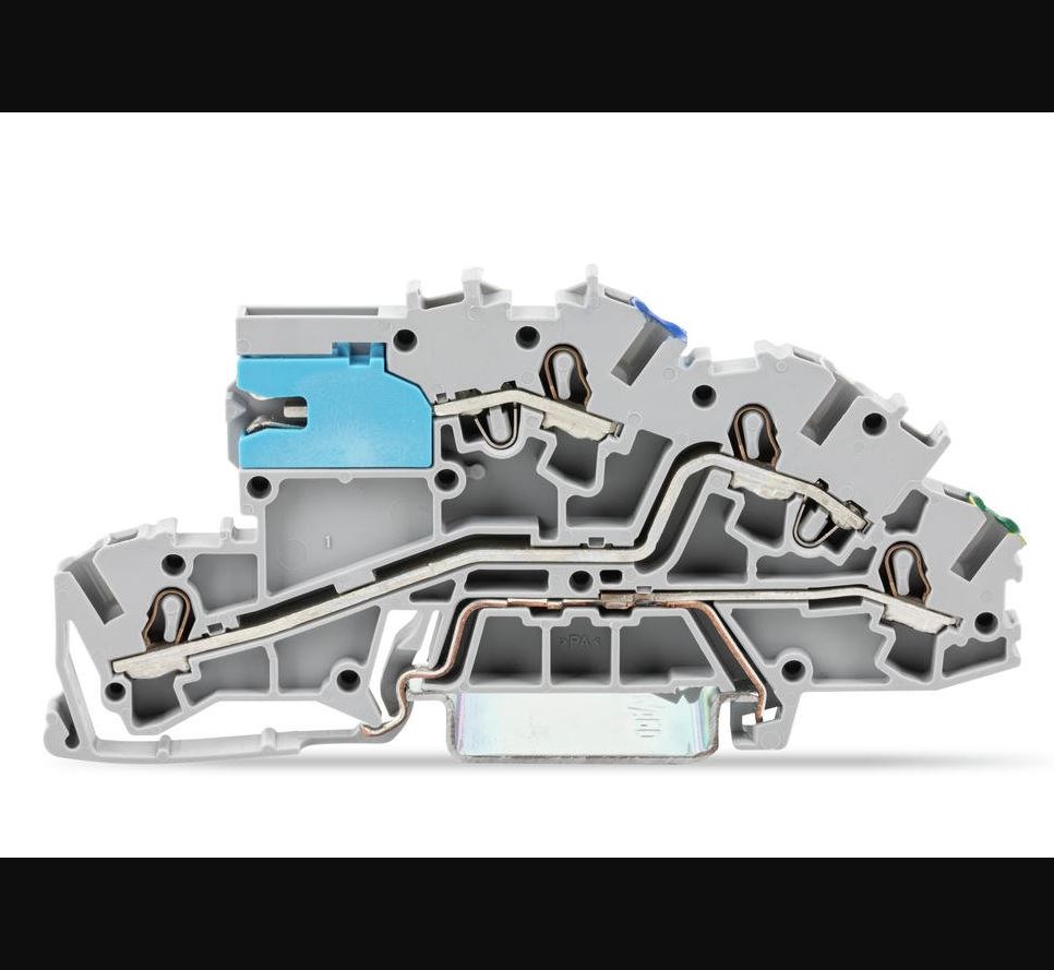 TOPJOB® S : Borne à étages; avec ouverture de manipulation; 2,5 mm²; avec curseur de sectionnement du neutre; NT/L/PE; Push-in CAGE CLAMP®; 2,50 mm²; gris