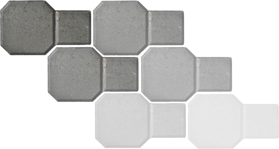 Pavé Bicouche Uni Décor épaisseur 06 cm disponible en couleurs: Gris, Vert, rouge, Noir et Jaune Con...