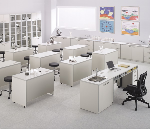 LAB. FURNITURE EXPERIMENT STAND, SUDE TABLE, SINK TABLE, CABINET, CHAIRS FOR LABORATORY