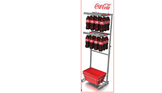 Coca Cola stand with baskets