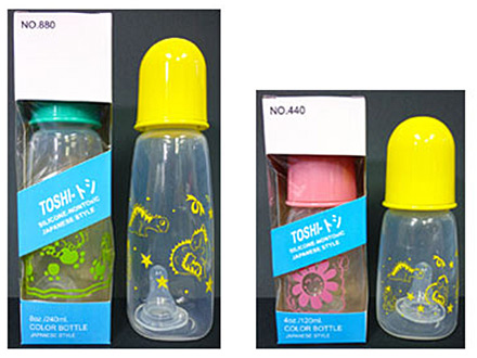 TOSHI Baby Bottle 8808 / 4404 Size: 8oz / 4oz Color: Mixed Material: Plastic 5 (Polypropylene) Packi...