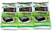 Dried laver is roasted with oil at a low temperature and seasoned with salt, sugar, sesame and other...