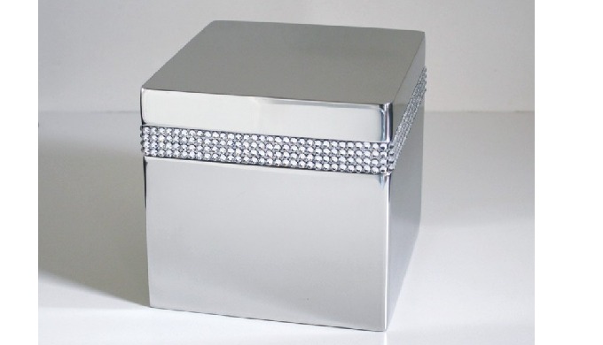 Steel cube urn with Swarovski® crystals