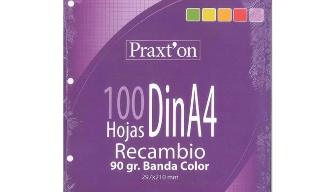 - Recambio de 100 hojas en tamaño DIN A-4 con 4 taladros cuadros de 5 mm ( ...