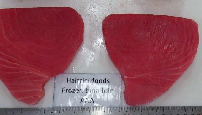 Treatment: CO Latin name: Thunnus albacares Spec.: Skin-off, boneless, bloodline removed, net weight...