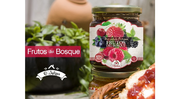 Mermelada de Frutos del bosque. Ingredientes: Frambuesas, Arándanos, Zarzamoras, Fresas, azúcar, age...