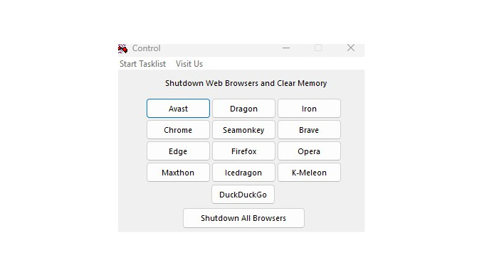 This application was created to enable the ability to shut down any web browser that is running on a...