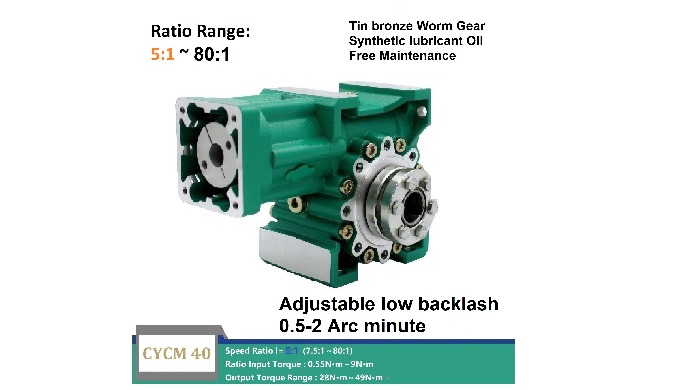 CHENYUE Adjustable Backlash High Precision 0.5-2 Arcminute Worm Gearbox CYCM40 Free Maintenance Output Way: 2C